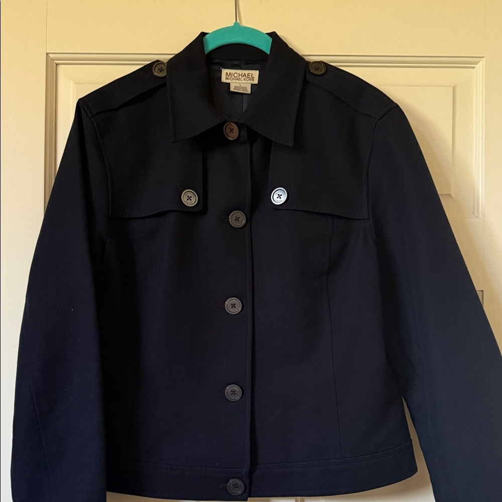 Michael Kors Women's Navy Button-Front Blazer Jacket